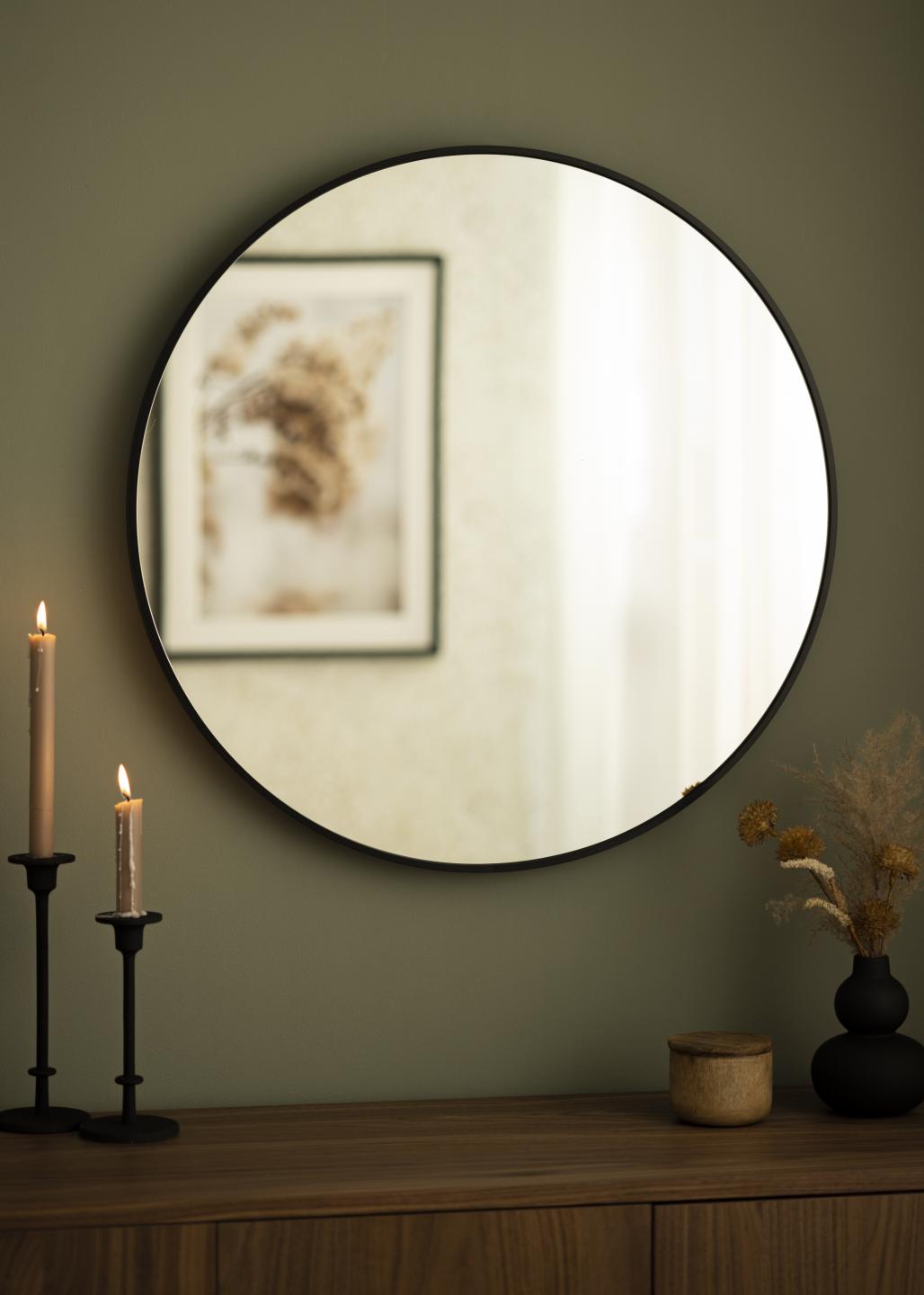 Round mirror black deals frame