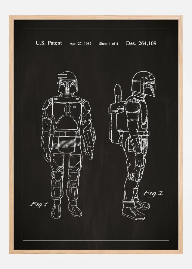 Bildverkstad Patenttekening - Star Wars - Boba Fett - Zwart Poster