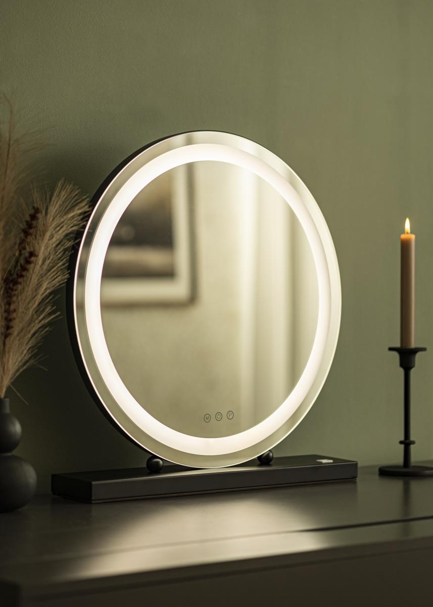 Koop KAILA Make-up spiegel Round LED Zwart cm hier - BGA.NL