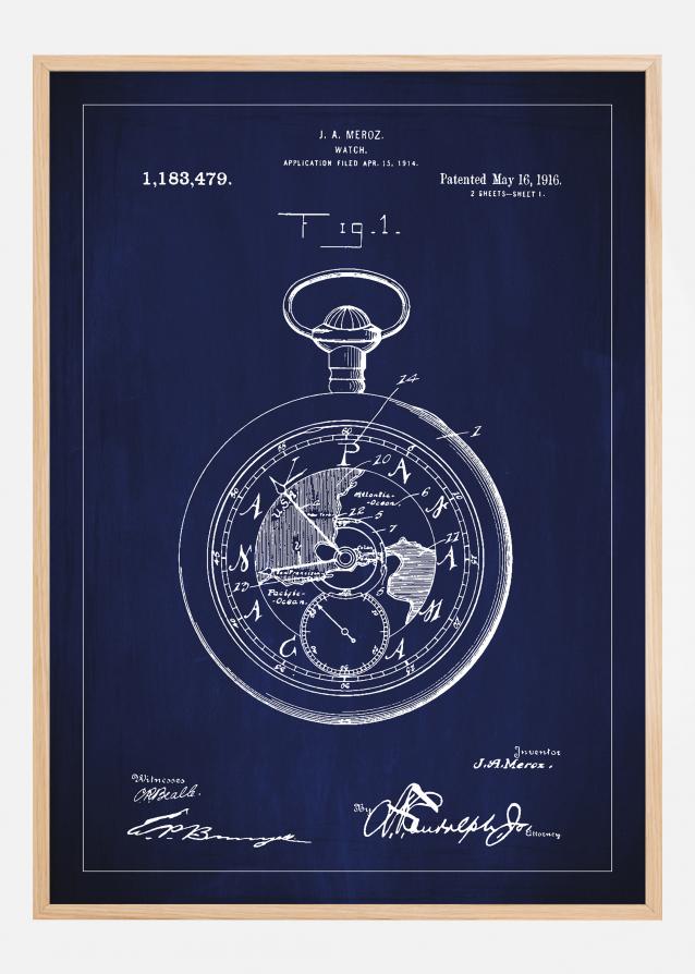 Bildverkstad Patenttekening - Zakhorloge - Blauw Poster