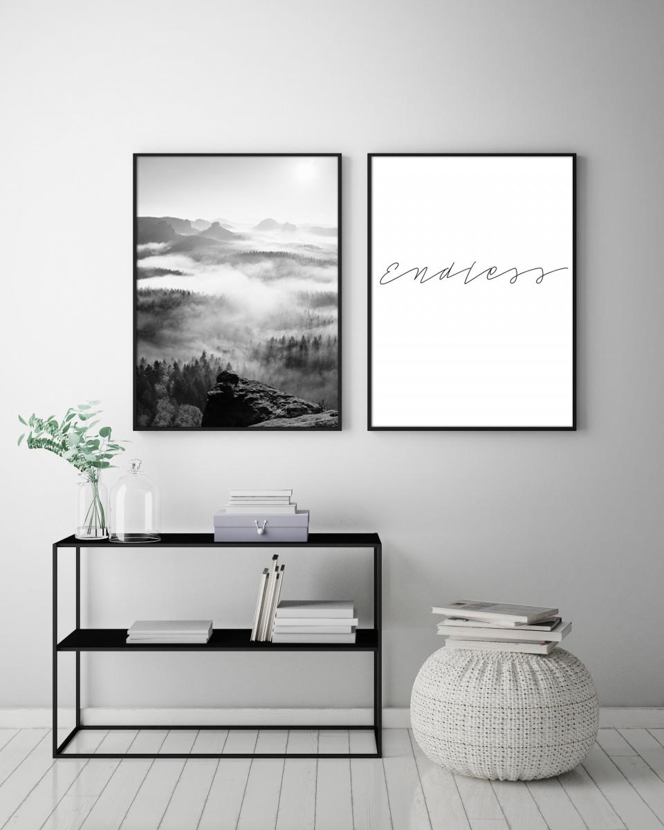 Keel silhouet Infrarood Koop Foggy Forest Black & White I - 50x70 cm Poster hier - BGA.NL