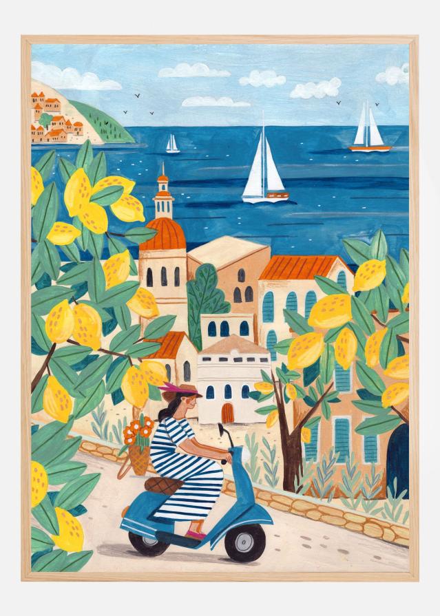 Bildverkstad Travel woman on the Amalfi coast Poster