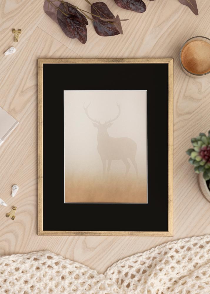 Ram med passepartou Fotolijst Galant Goud 50x70 cm - Passe-partout Zwart 16x24 inches