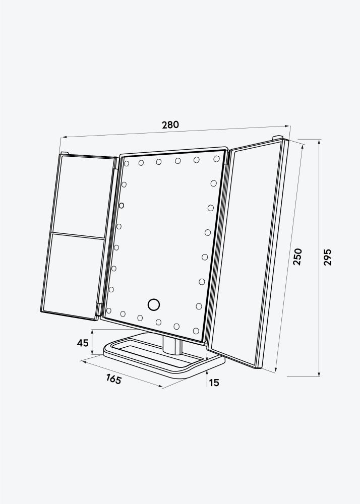 KAILA KAILA Make-up spiegel Tri-Fold Magnifying Zwart 20x30 cm