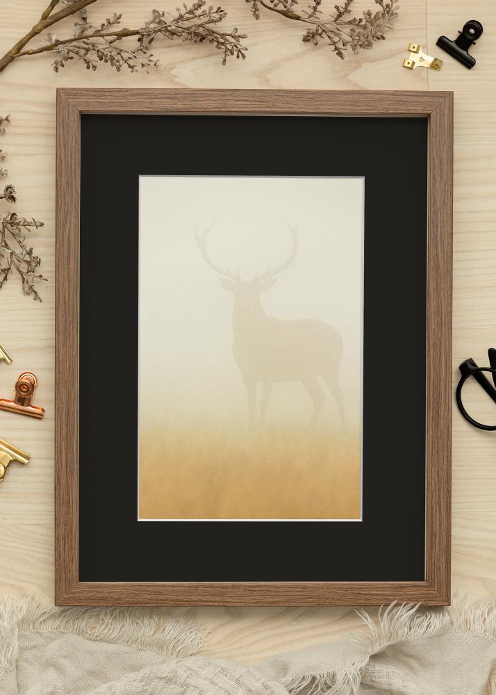 Ram med passepartou Fotolijst Fiorito Donker Eiken 40x50 cm - Passe-partout Zwart 27,5x37 cm