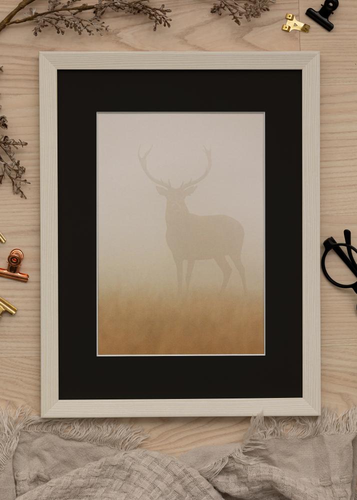 Ram med passepartou Fotolijst Fiorito Wit 40x50 cm - Passe-partout Zwart 27,5x37 cm