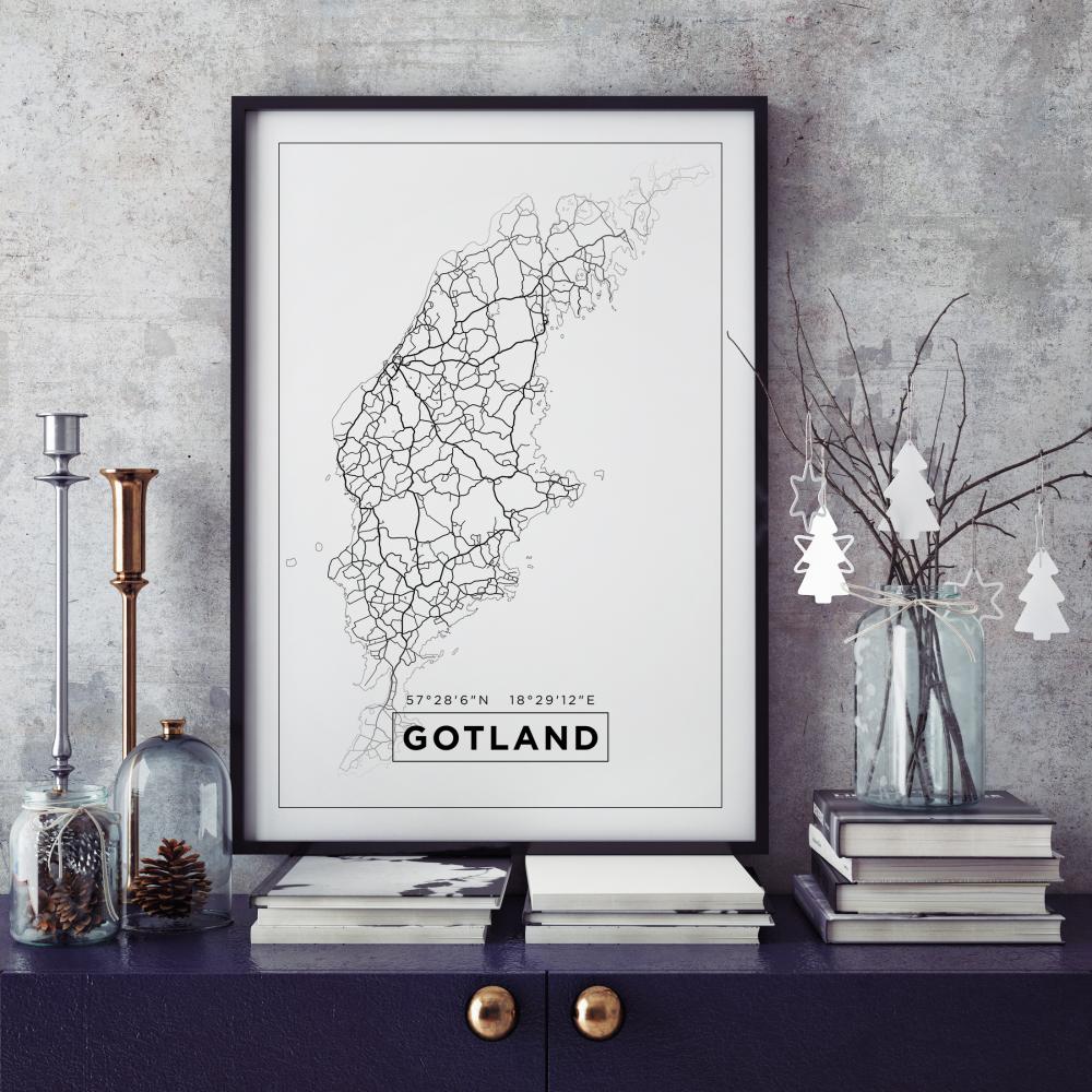 Bildverkstad Map - Gotland - White Poster