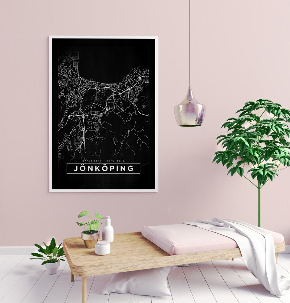 Bildverkstad Map - Jönköping - Black Poster