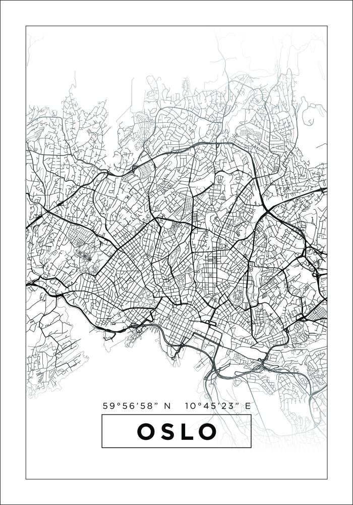 Bildverkstad Map - Oslo - White Poster