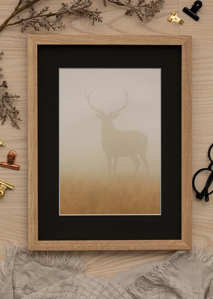 Ram med passepartou Fotolijst Oak Wood 45x60 cm - Passe-partout Zwart 32x45 cm