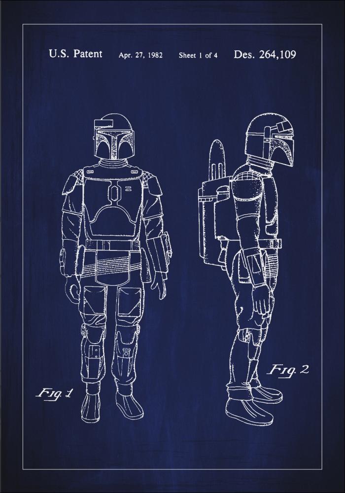 Bildverkstad Patenttekening - Star Wars - Boba Fett - Blauw Poster