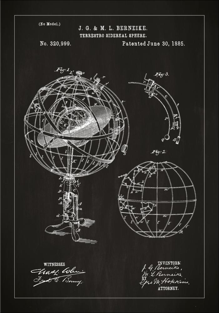 Bildverkstad Patenttekening - Astronomisch model - Zwart Poster