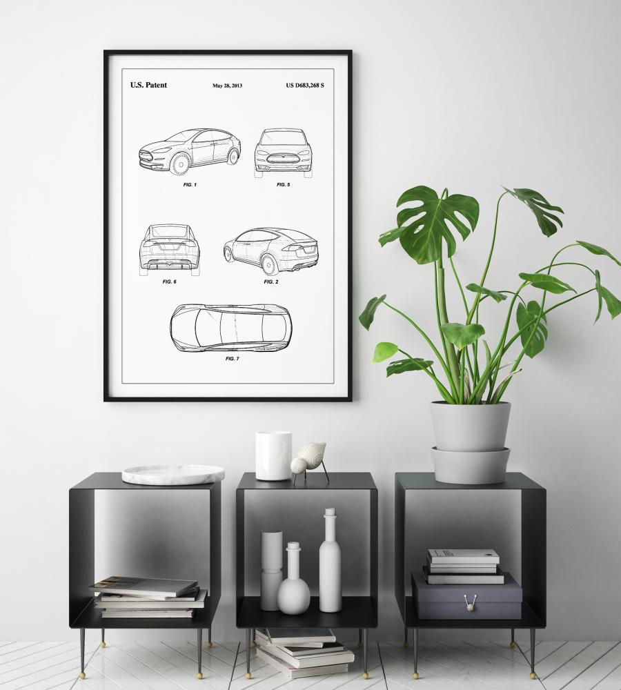 Bildverkstad Patent Print - Tesla - White Poster