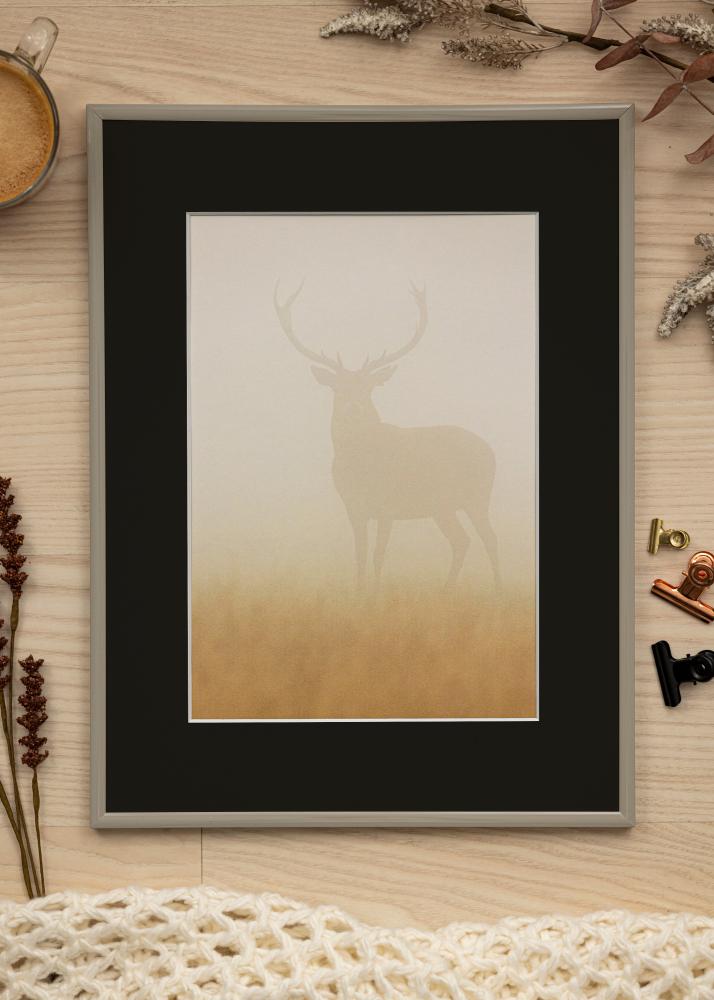 Ram med passepartou Fotolijst New Lifestyle Earth Grey 60x80 cm - Passe-partout Zwart 50x70 cm