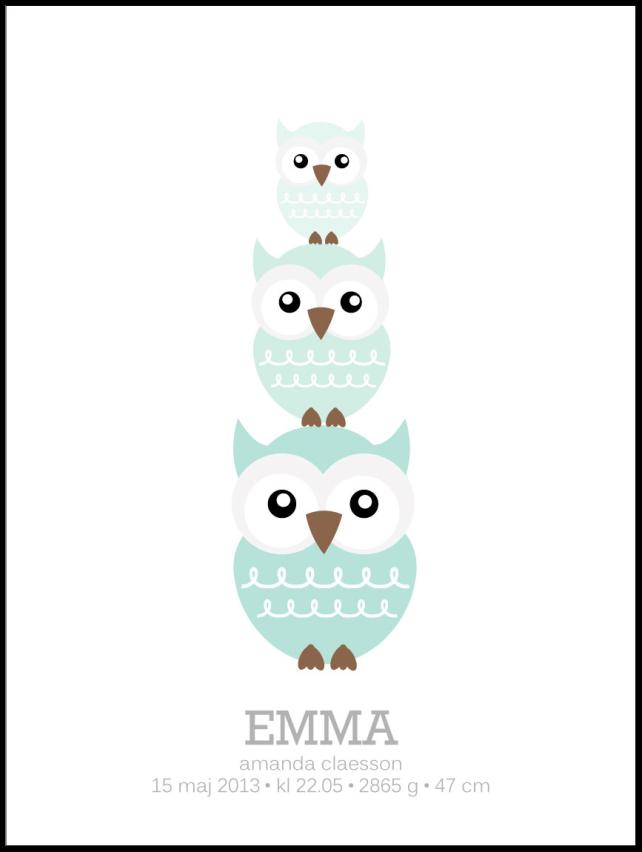 Personlig poster Owls Birth Poster II Green