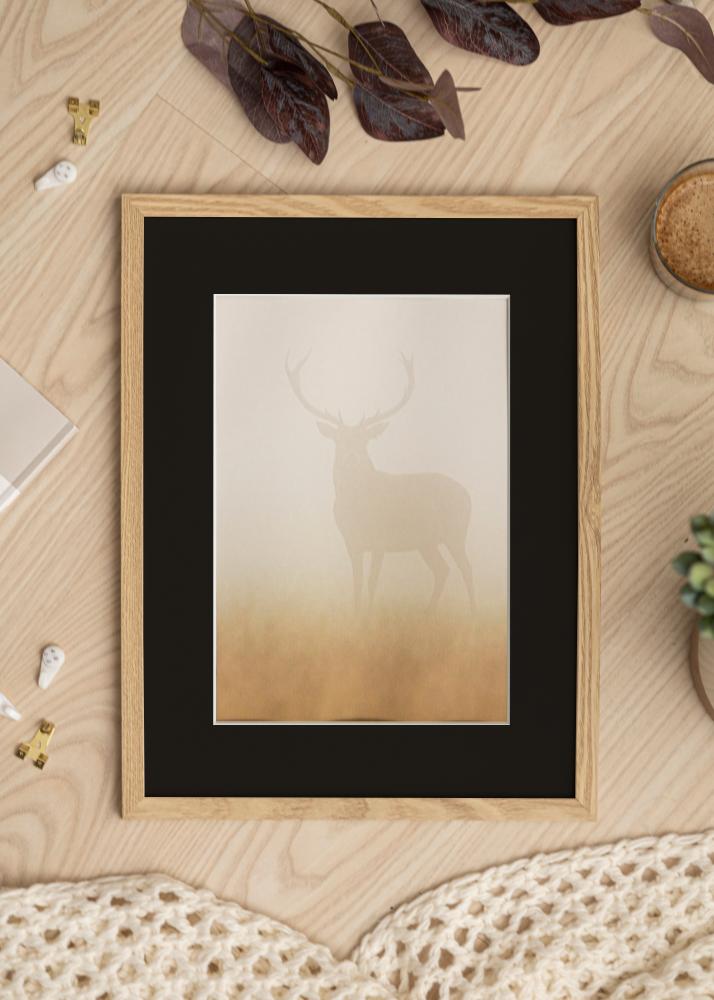 Ram med passepartou Fotolijst Trendy Eiken 45x60 cm - Passe-partout Zwart 30x45 cm