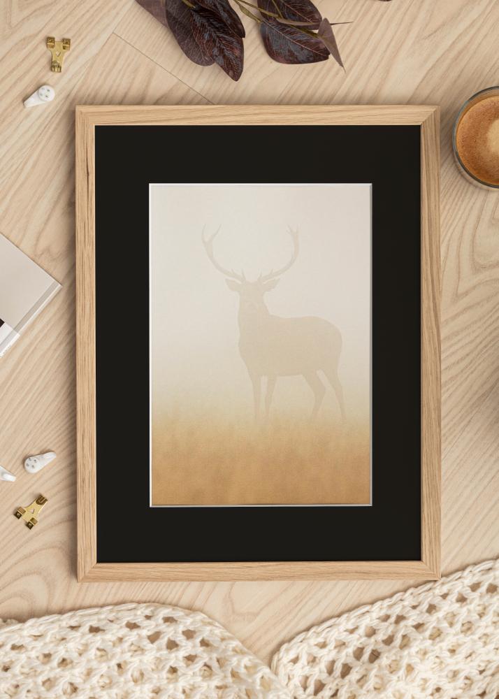 Ram med passepartou Fotolijst Grimsåker Eiken 70x100 cm - Passe-partout Zwart 59,4x84 cm