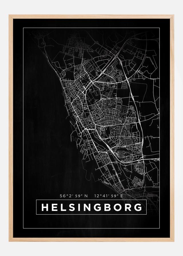 Bildverkstad Map - Helsingborg - Black Poster