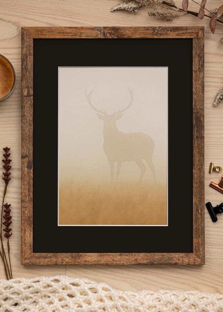 Ram med passepartou Fotolijst Fiorito Washed Oak 20x30 cm - Passe-partout Zwart 15x22 cm