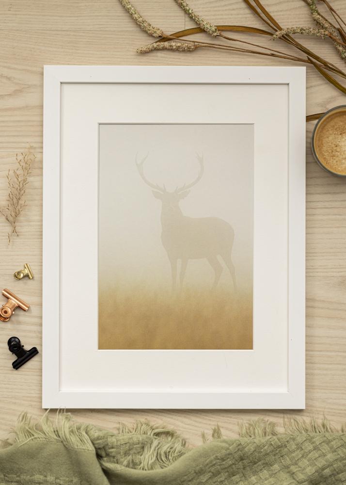 Ram med passepartou Fotolijst White Wood 60x80 cm - Passe-partout Wit 50x60 cm