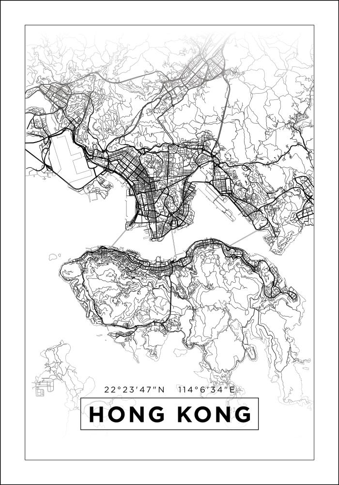 Bildverkstad Map - Hong Kong - White Poster