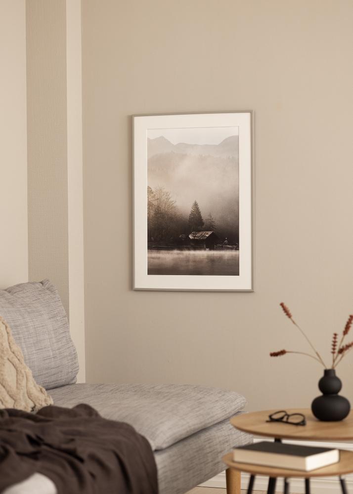 Ram med passepartou Fotolijst New Lifestyle Earth Grey 70x100 cm - Passe-partout Wit 59,4x84 cm (A1)