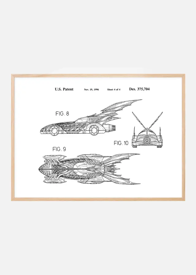 Bildverkstad Patenttekening - Batman - Batmobile 1996 IIII Poster