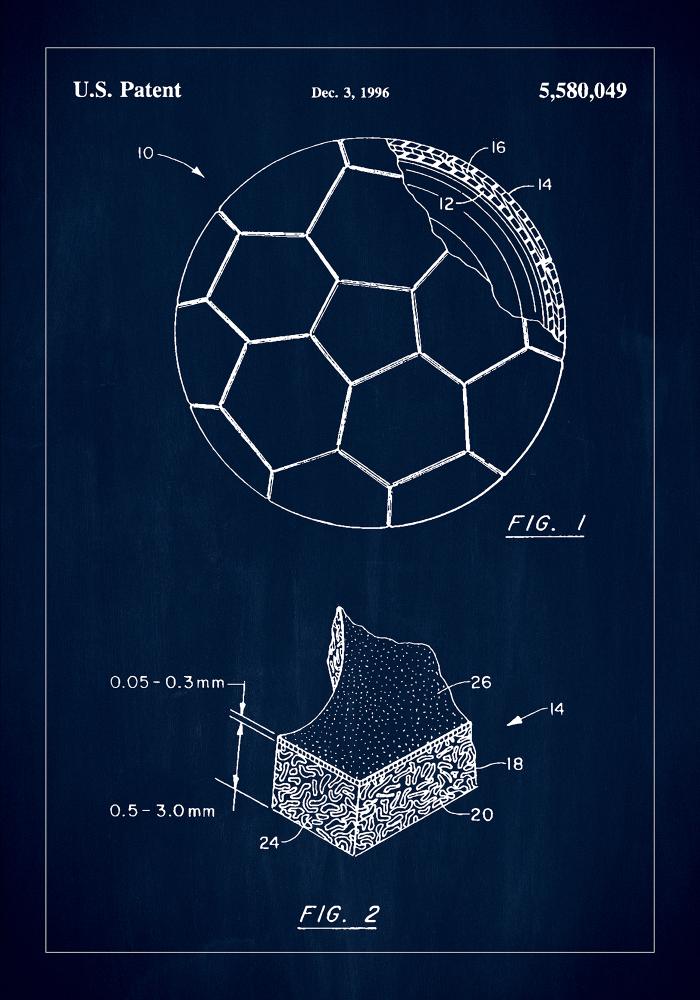 Bildverkstad Patent Print - Football - Blue Poster