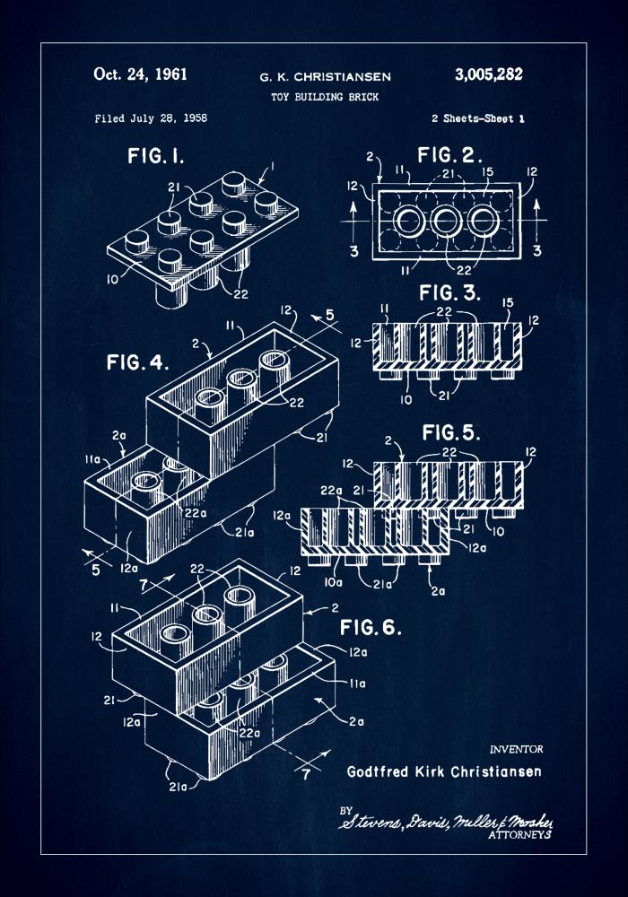 Bildverkstad Patent Print - Lego Block I - Blue Poster