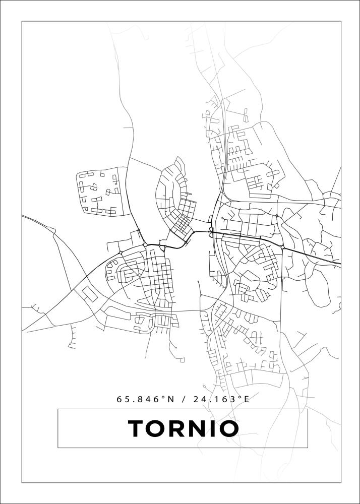 Bildverkstad Map - Tornio - White Poster