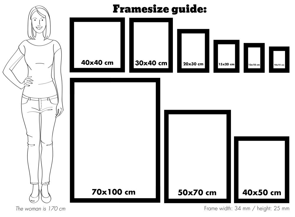 Ram med passepartou Fotolijst Öjaren Wit 70x100 cm - Passe-partout Zwart 62x93 cm