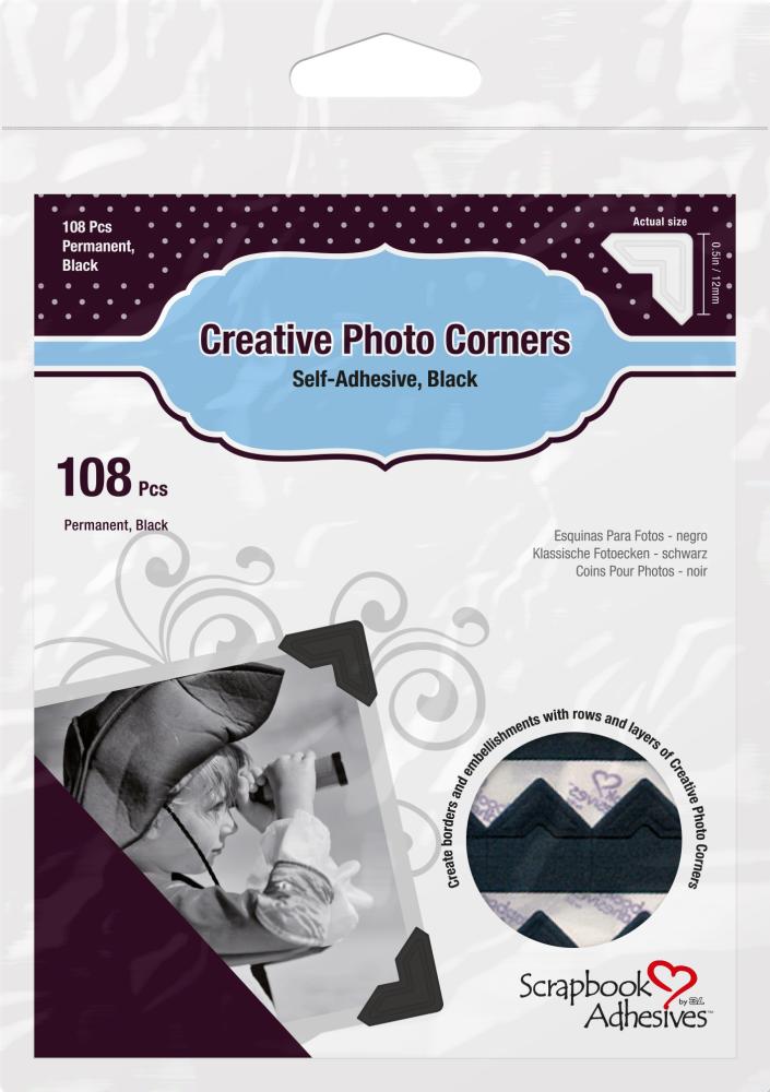 Focus 3L Creative Photo Corners Zwart - 108 st