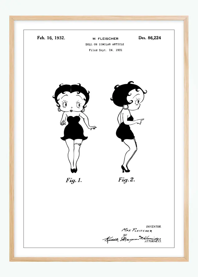 Bildverkstad Patenttekening - Betty Boop Poster