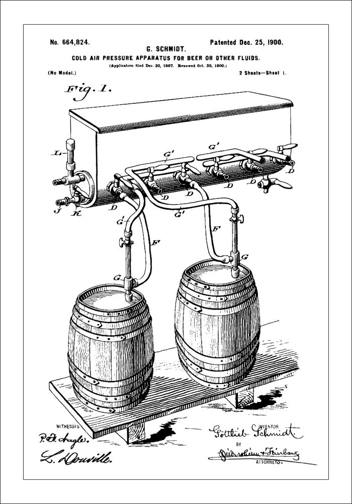 Bildverkstad Patent Print - Beer Kegs - White Poster