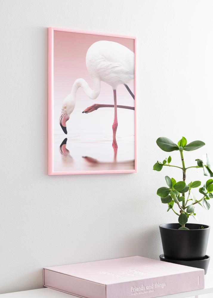 Ram med passepartou Fotolijst New Lifestyle Roze 50x70 cm - Passe-partout Wit 42x59,4 cm (A2)