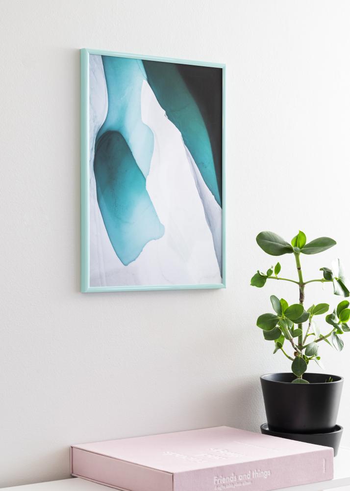 Ram med passepartou Fotolijst New Lifestyle Turquoise 50x70 cm - Passe-partout Wit 42x59,4 cm (A2)