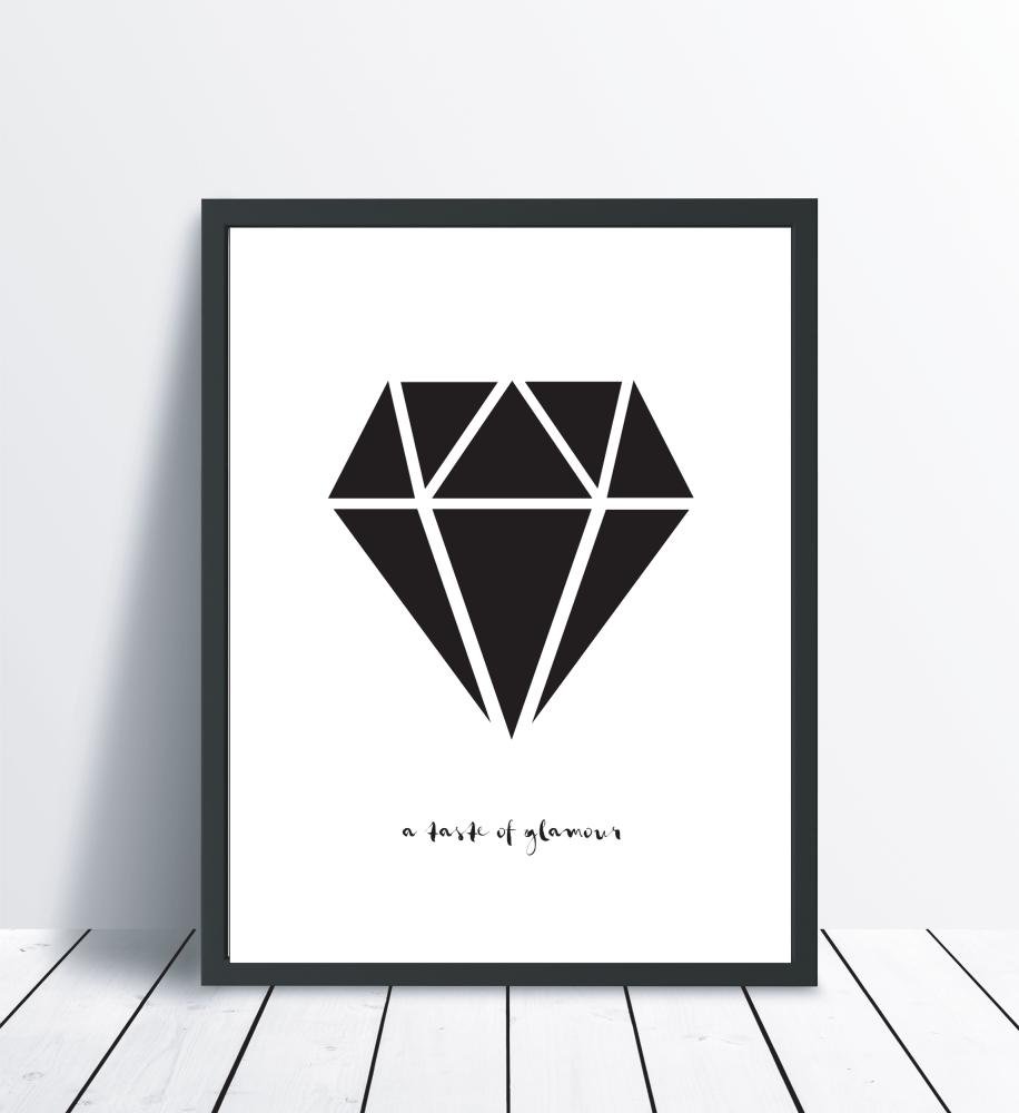 Bildverkstad Diamant - Wit met zwarte print Poster