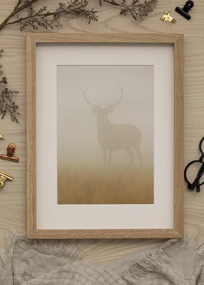 Ram med passepartou Fotolijst Oak Wood 45x60 cm - Passe-partout Wit 35x50 cm