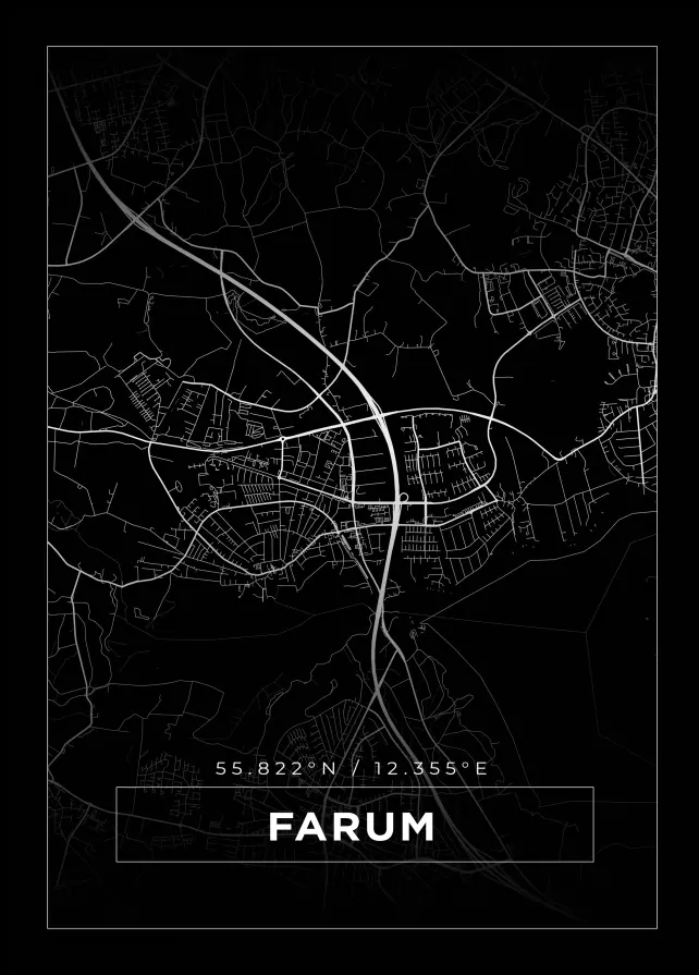 Bildverkstad Map - Farum - Black Poster