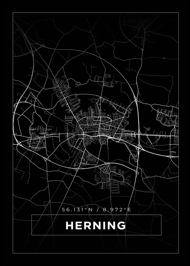 Bildverkstad Map - Herning - Black Poster