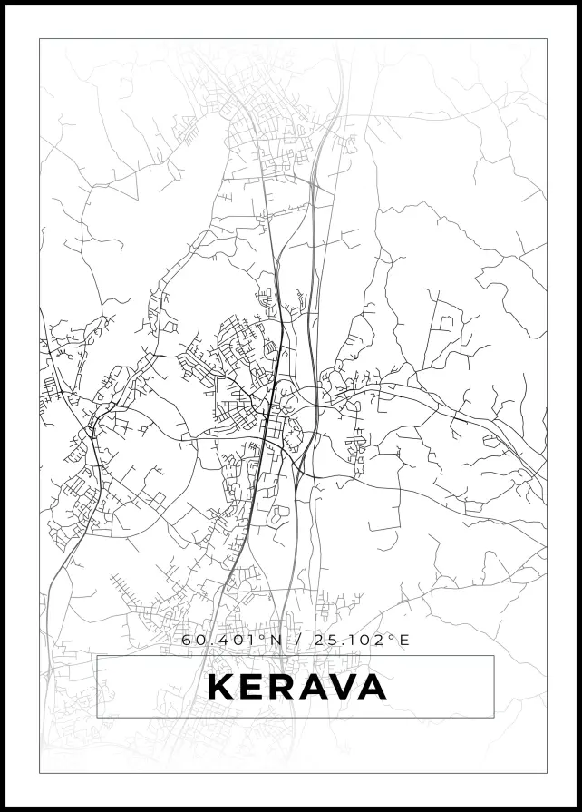 Bildverkstad Map - Kerava - White Poster