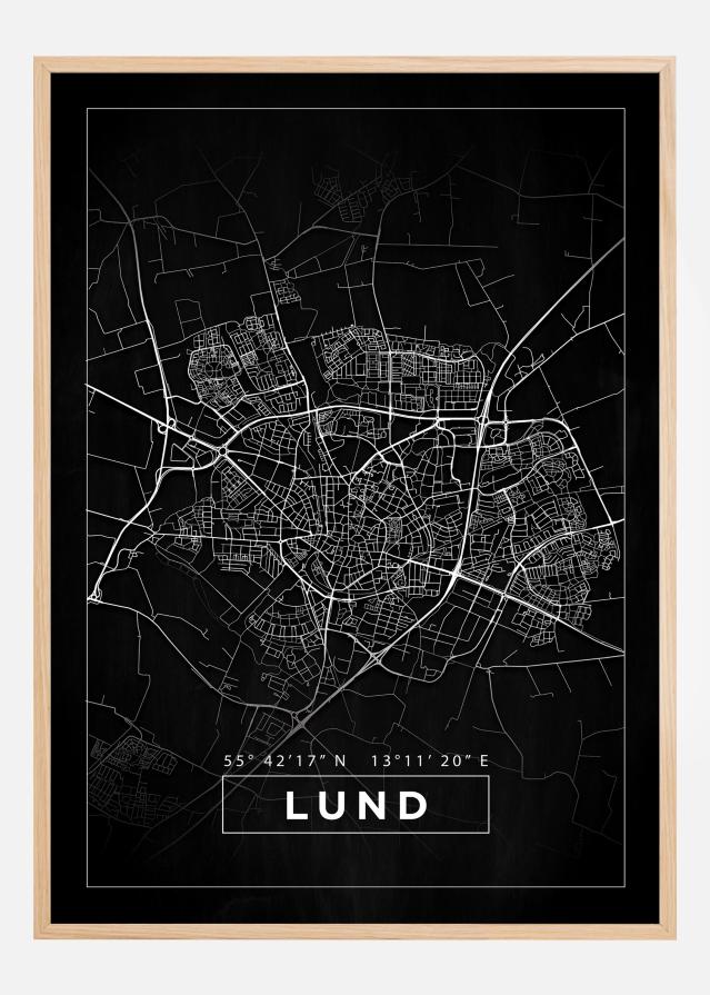 Bildverkstad Map - Lund - Black Poster