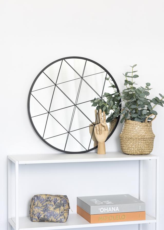 KAILA KAILA Ronde Spiegel Triangles - Zwart 55 cm Ø