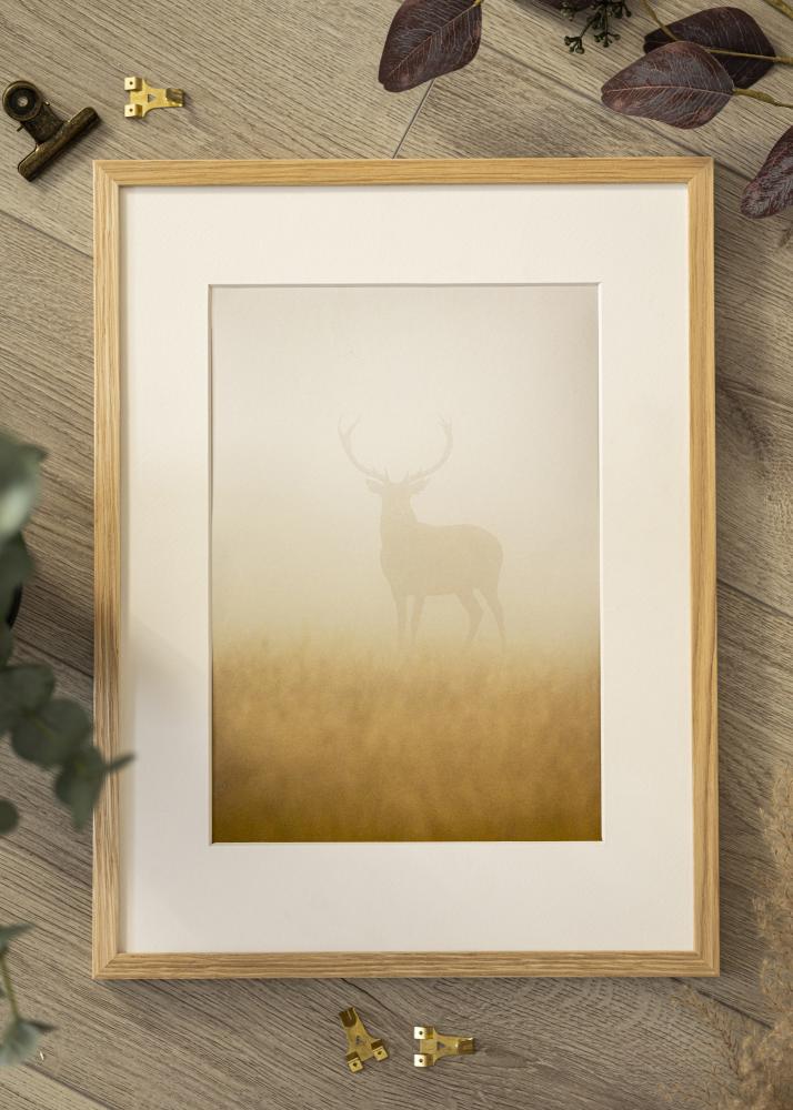 Ram med passepartou Fotolijst Soul Oak Veneer 50x60 cm - Passe-partout Wit 40x50 cm