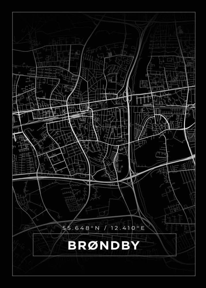 Bildverkstad Map - Brøndby - Black Poster