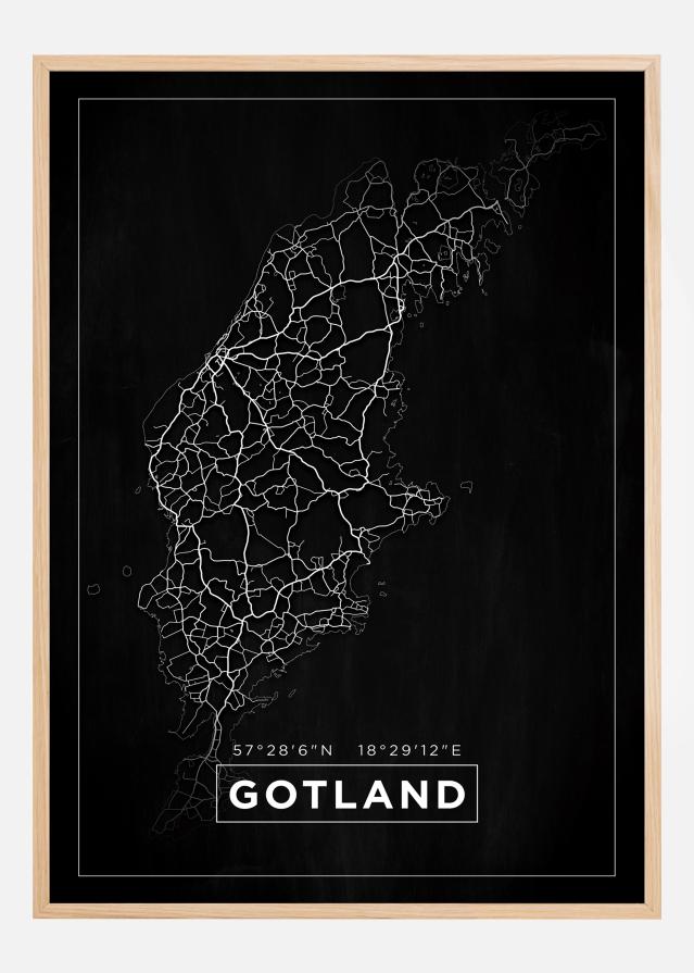 Bildverkstad Map - Gotland - Black Poster