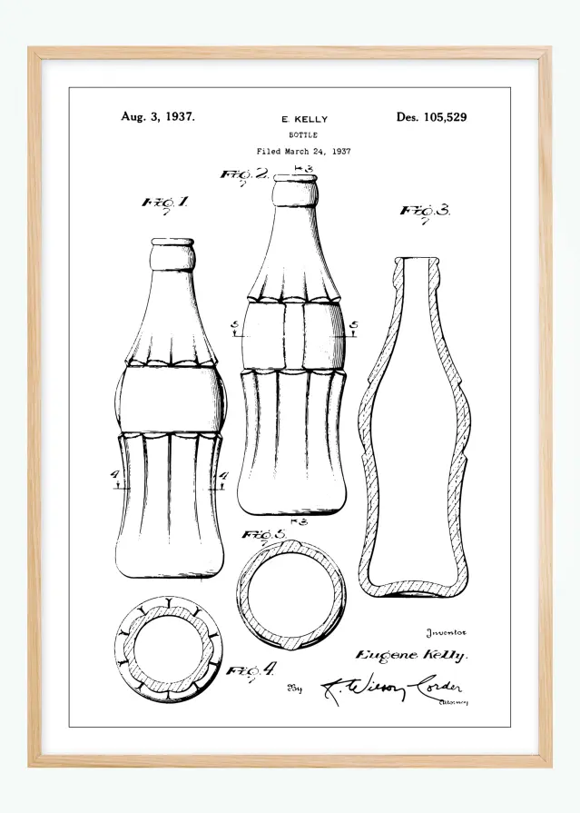 Bildverkstad Patenttekening - Coca Colafles Poster