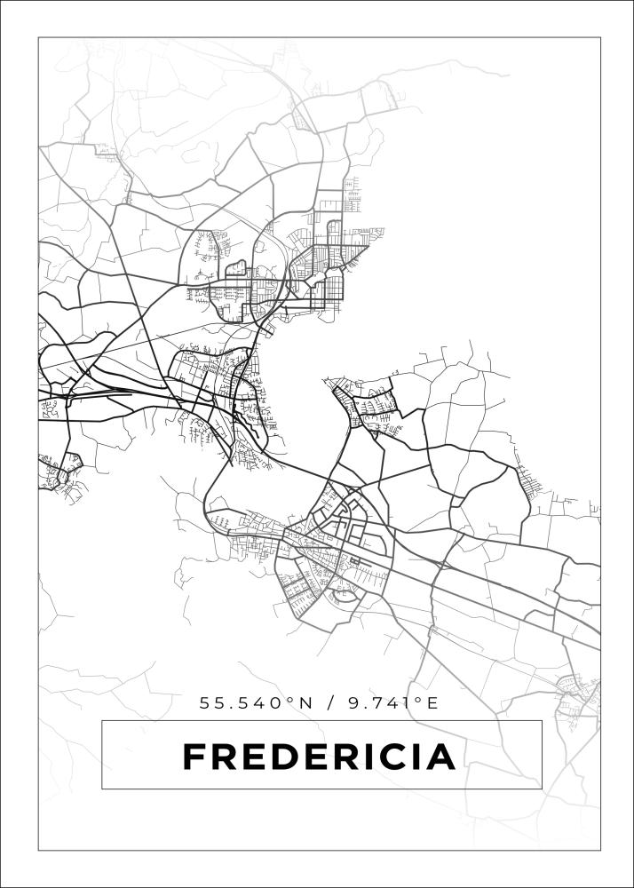 Bildverkstad Map - Fredericia - White Poster