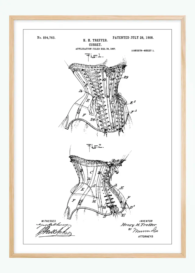 Bildverkstad Patenttekening - Korsett I Poster