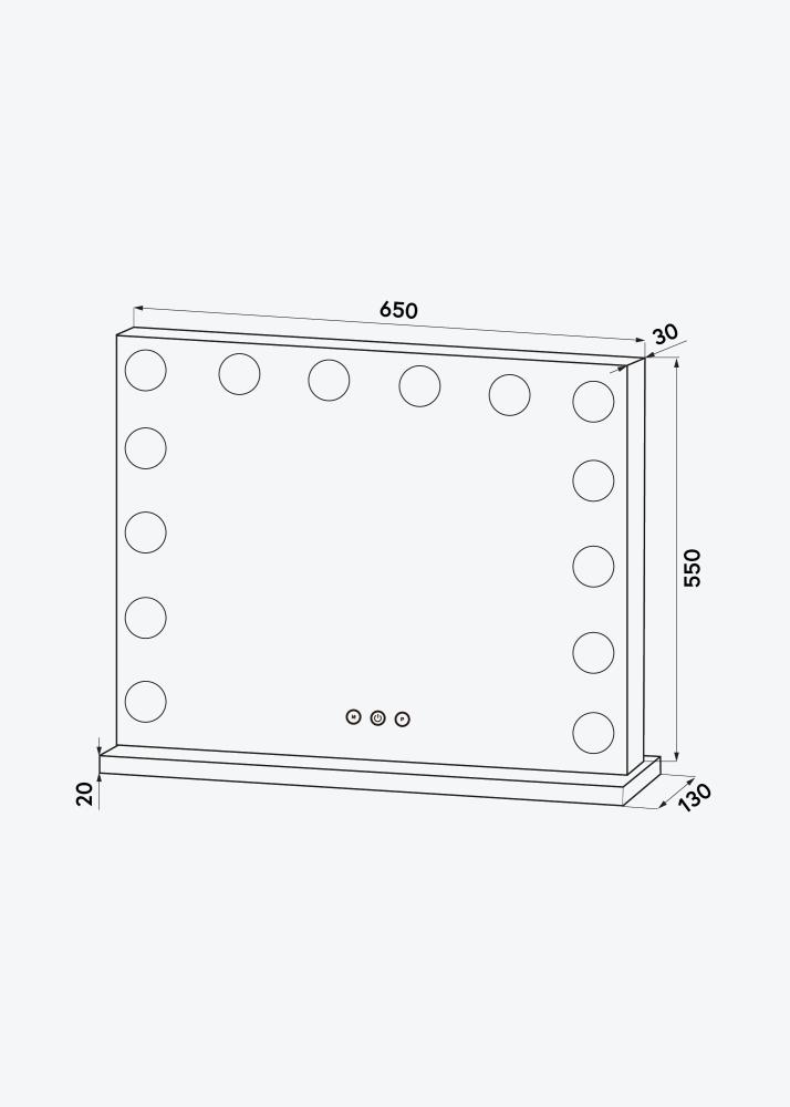 KAILA KAILA Make-up spiegel Base LED 14 Zilver 65x56 cm